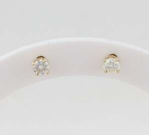 14k Yellow Gold Natural .40 Total Carat Diamond Earrings Studs 3/16" Round